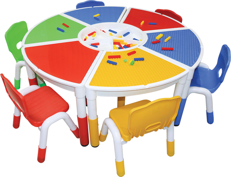 Moon Piece Kids Activity Table with Chairs | Colorful Play School Furniture